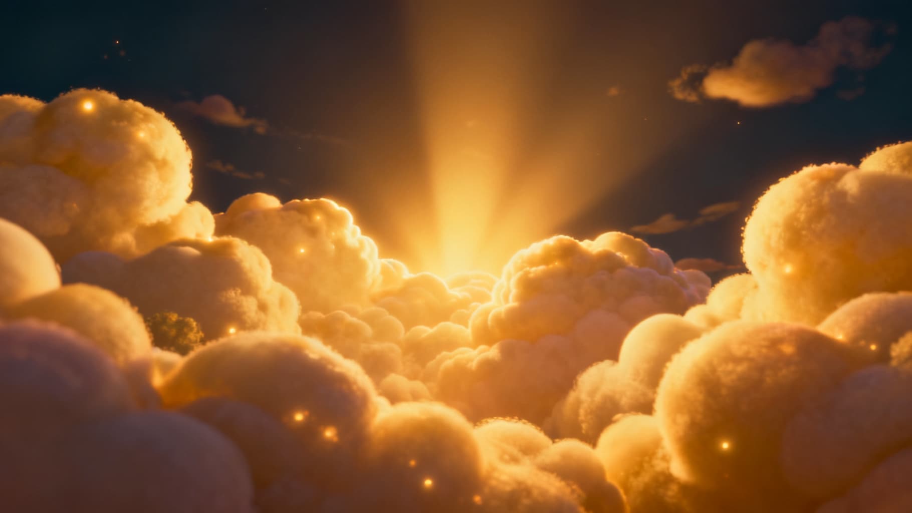 God speaks and the first light shines into the darkness