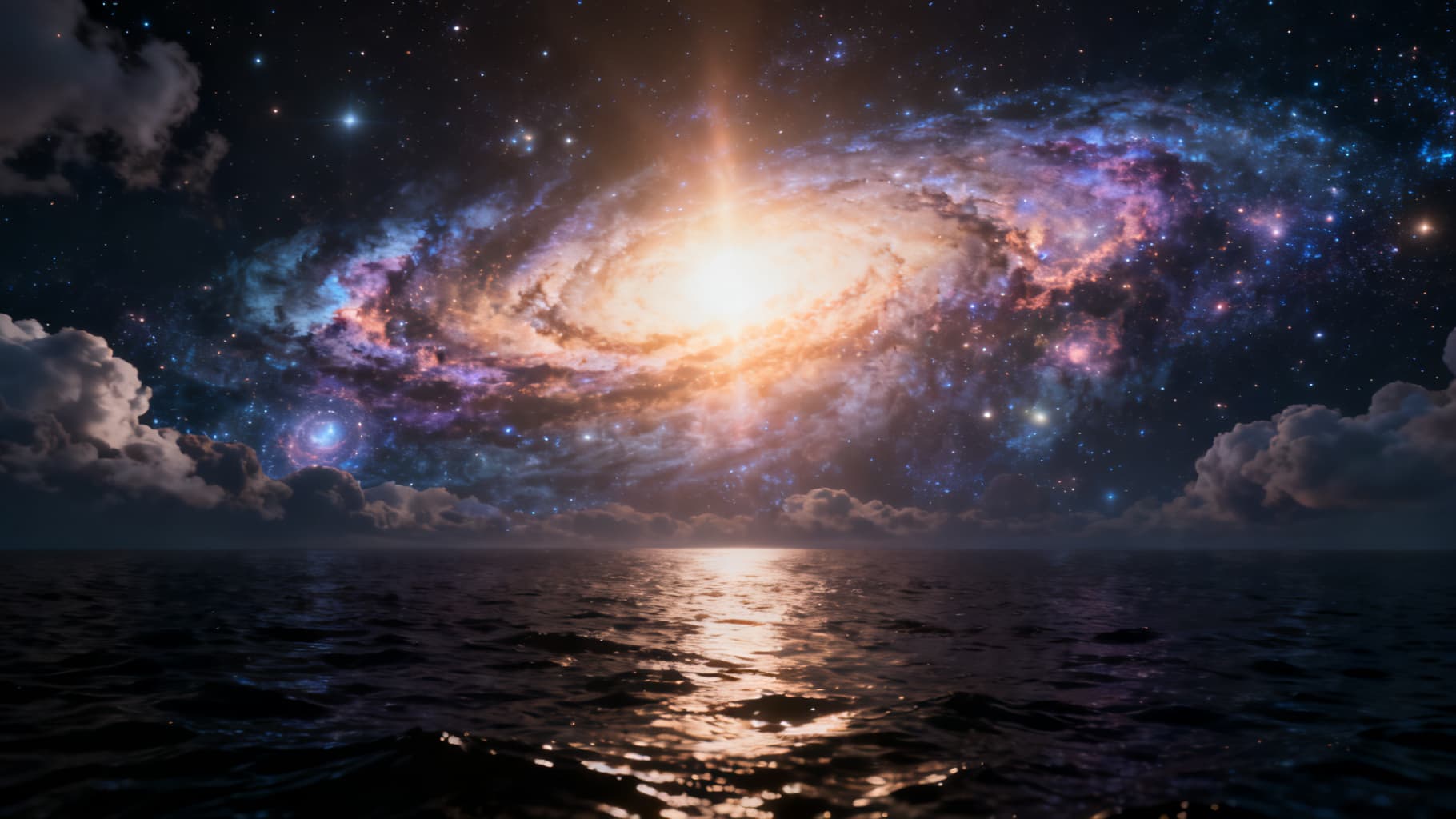 Light breaking across a forming cosmos at a single command