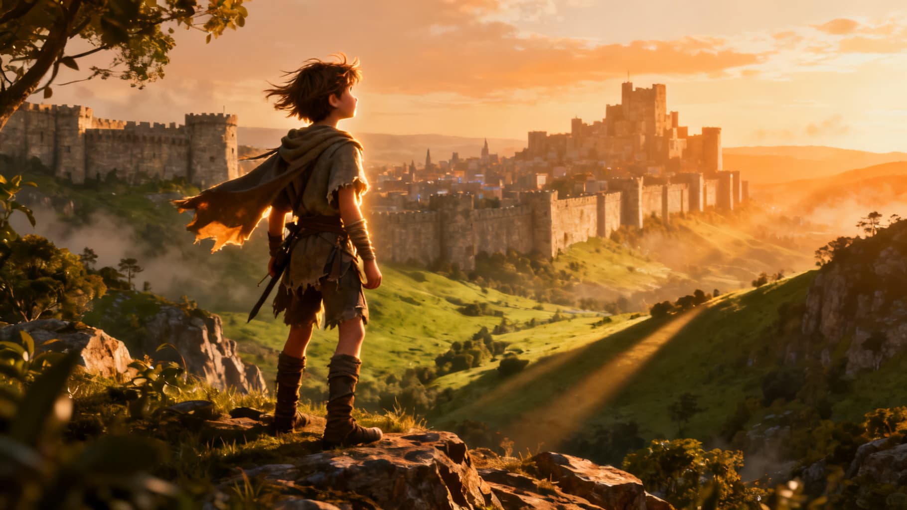 A young scout overlooking the promised land — towering walls in the distance