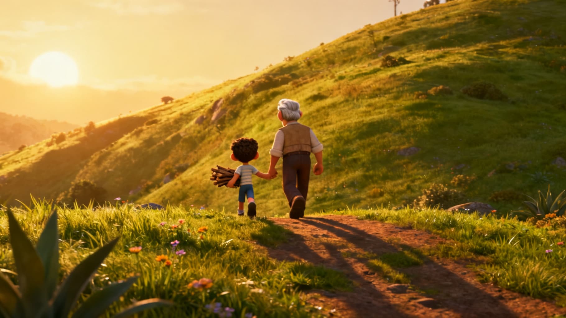 Abraham and Isaac walking up the mountain together