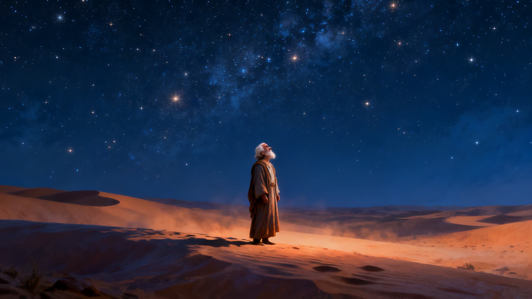 Abraham beneath an overwhelming canopy of stars