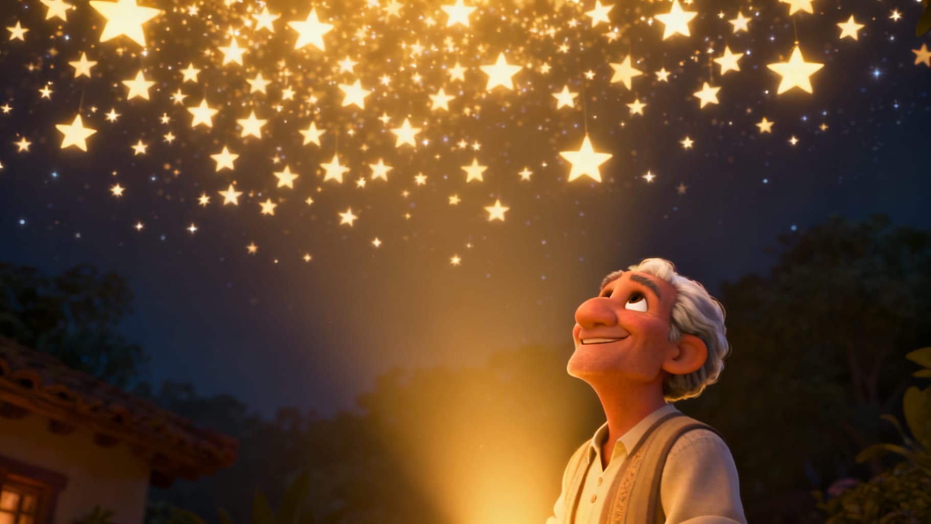 Abram looking up at a sky full of countless stars