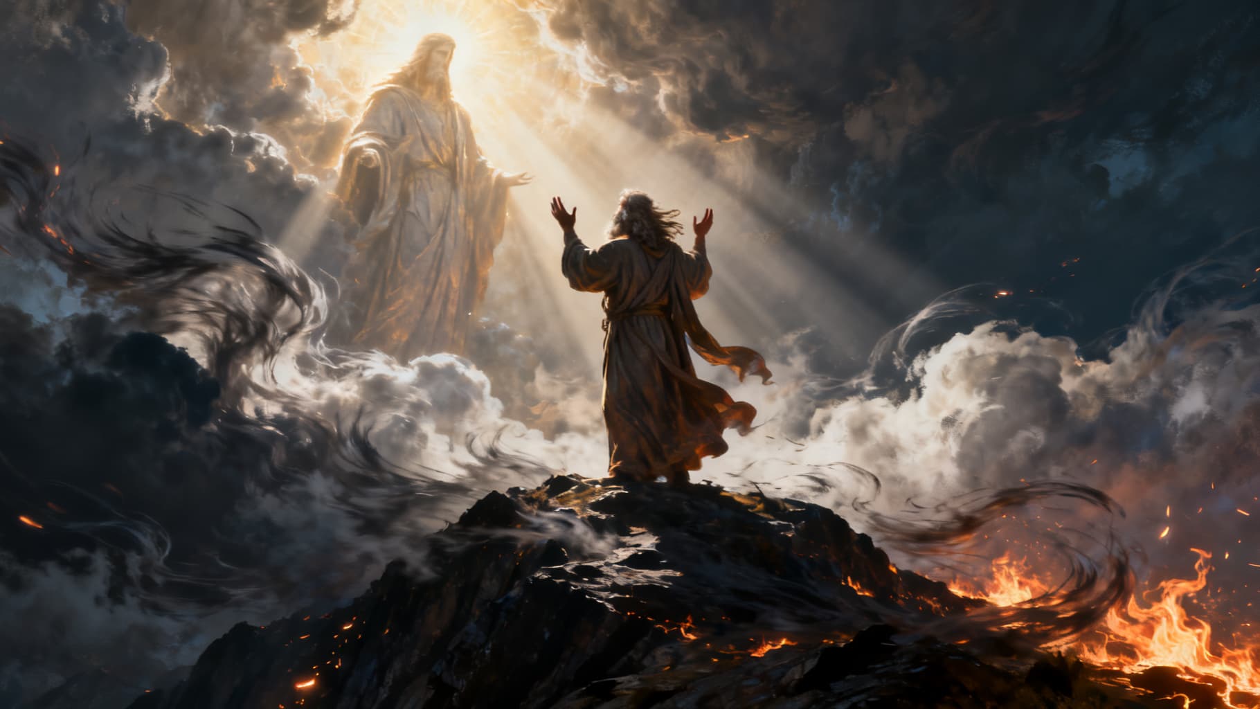 Moses standing in the gap, pleading on the mountain