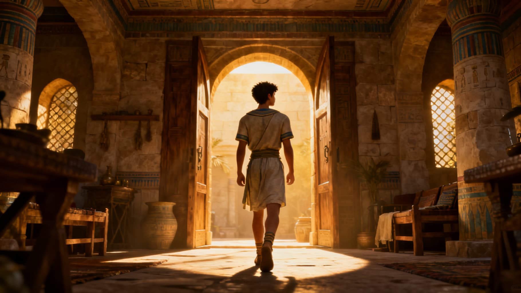 Joseph walking away, resolute, choosing to do right