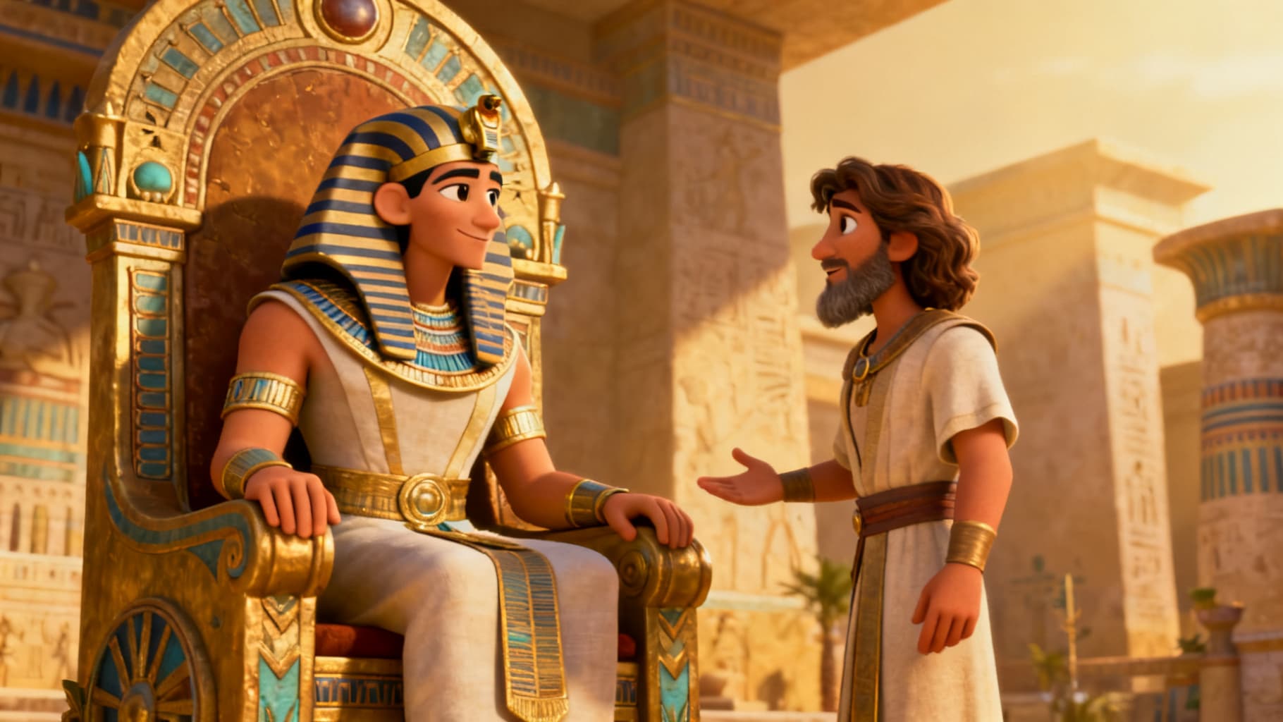 Moses standing bravely before Pharaoh
