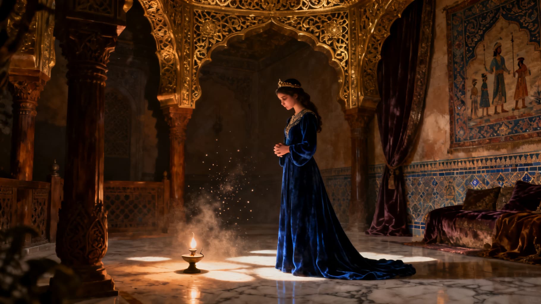Esther alone, weighing an impossible decision