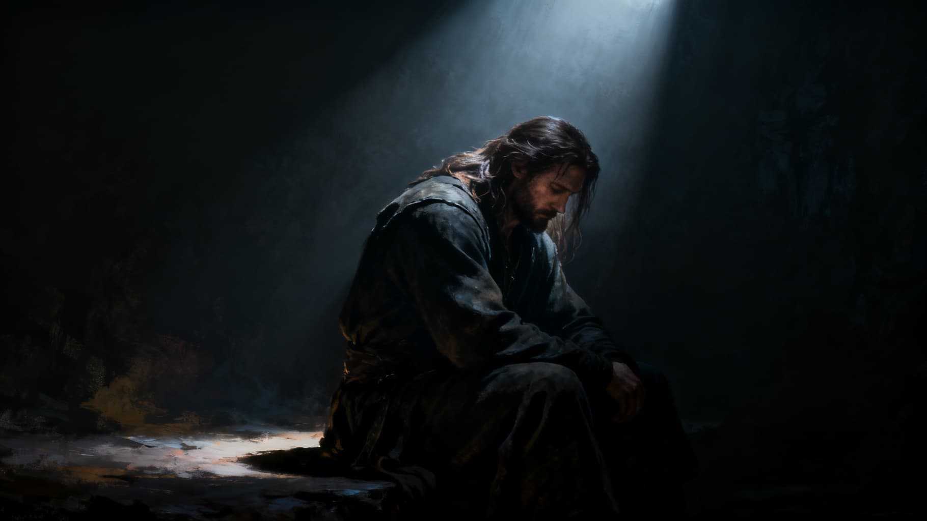 Samson alone in shadow, the weight of a squandered calling