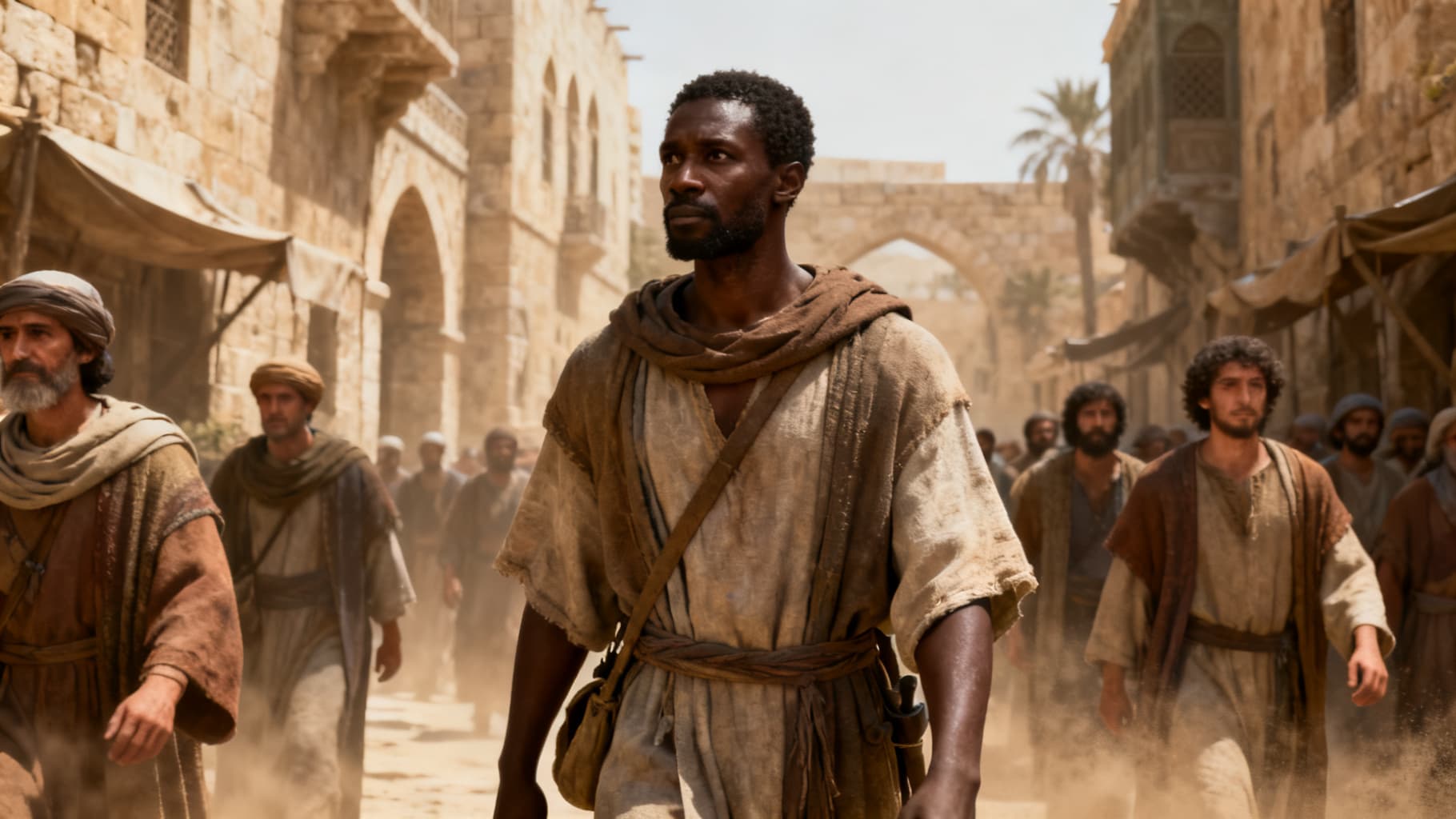 Simon in the crowd, a traveler from Cyrene passing through